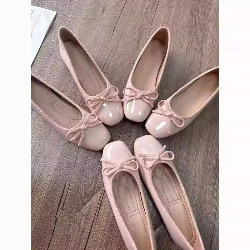 Women'S Shoes - Damskie baleriny z kwadratowym noskiem, z