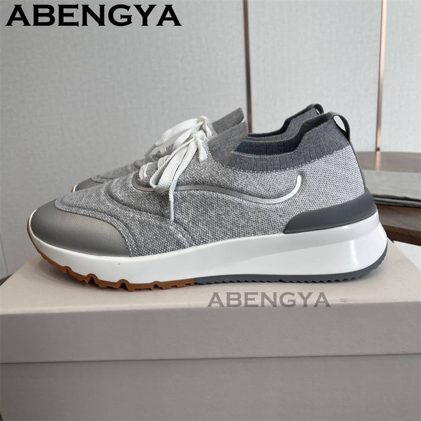Męskie, wielokolorowe, dzierga – Knit Fabric Lace Up Sneakers recenzja i cena